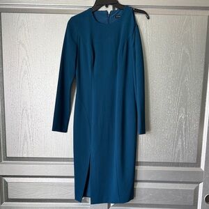 Black Halo Teal Long Sleeve Sheath Dress